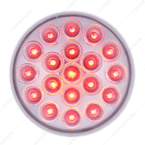 19 LED 4" Round Double Fury Light (Stop, Turn, Tail) With Warning Light - Red & Amber LED/Clear Lens