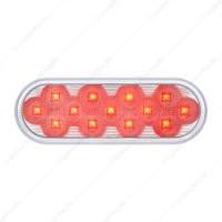 13 LED 6" Oval Double Fury Light (Stop, Turn & Tail) With Warning Light - Red & Amber LED/Clear Lens