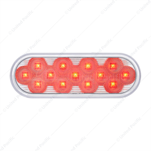 13 LED 6" Oval Double Fury Light (Stop, Turn & Tail) With Warning Light - Red & Amber LED/Clear Lens