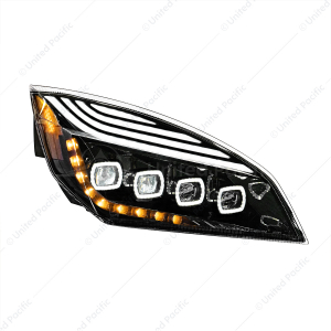 Quad-LED Headlight With LED DRL & Seq. Signal For 2018-2024 Freightliner Cascadia