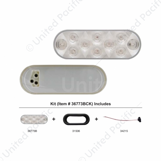 10 LED 6" Oval Utility Light Kit - White LED/Clear Lens