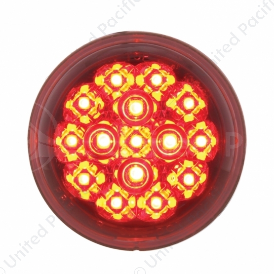 15 LED 2-3/8" Dual Function Signal Light For Harley Motorcycle - Red LED/Clear Lens