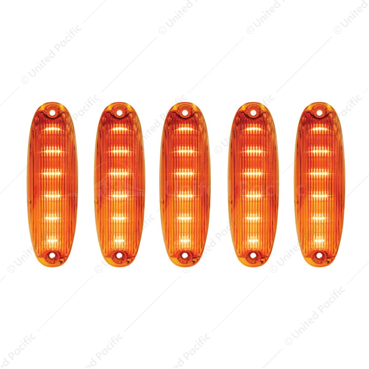 6 Amber LED Cab Lights For 2008-2017 Freightliner Cascadia - Amber Lens (5-Pack)