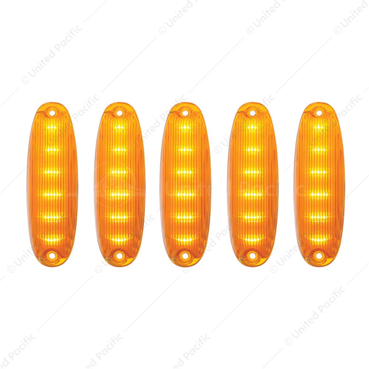 6 Amber LED Cab Lights For 2008-2017 Freightliner Cascadia - Amber Lens (5-Pack)