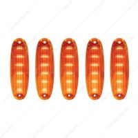6 Amber LED Cab Lights For 2008-2017 Freightliner Cascadia - Amber Lens (5-Pack)