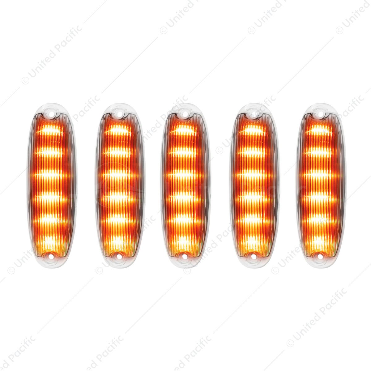 6 Amber LED Cab Lights For 2008-2017 Freightliner Cascadia - Clear Lens (5-Pack)