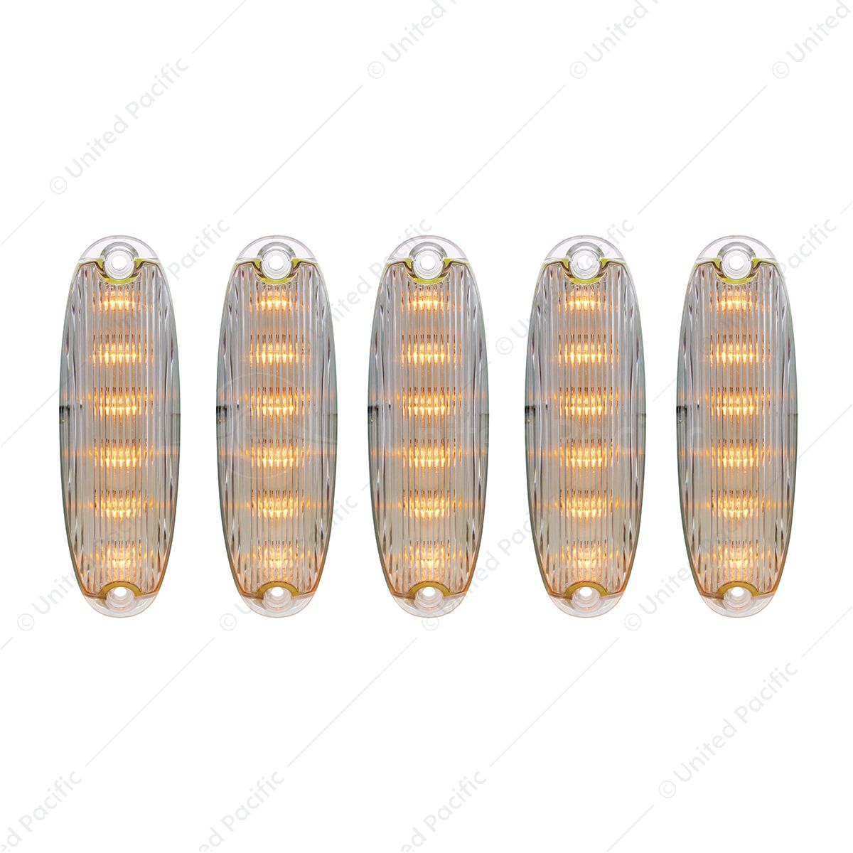 6 Amber LED Cab Lights For 2008-2017 Freightliner Cascadia - Clear Lens (5-Pack)