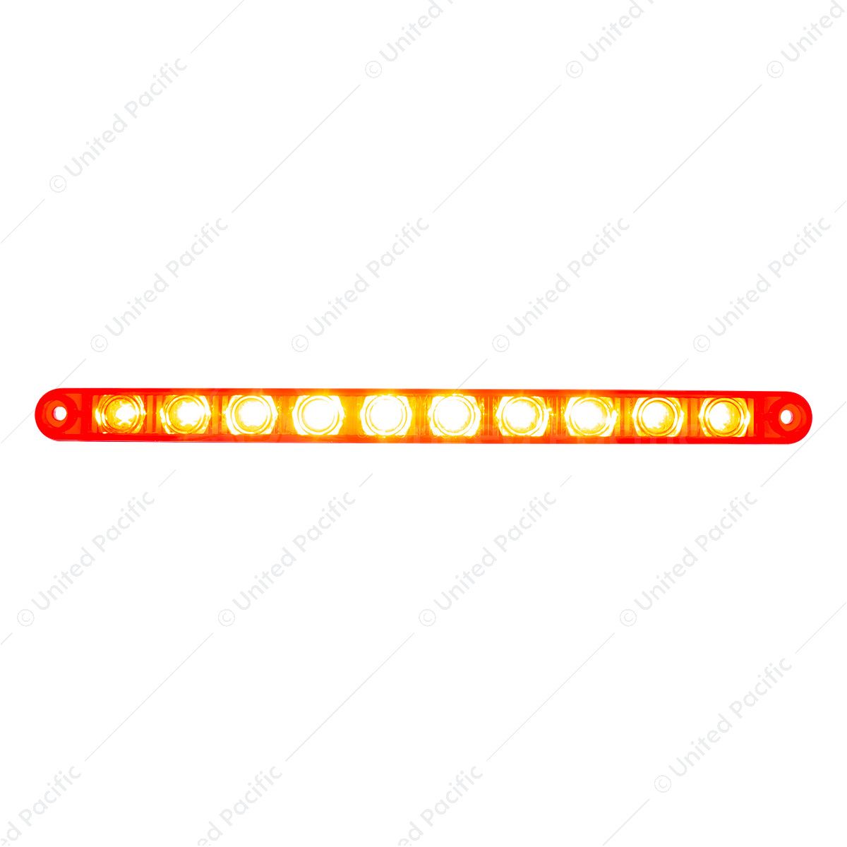 10 LED 9" Split Turn Function Light Bar - Red LED/Red Lens (Bulk)