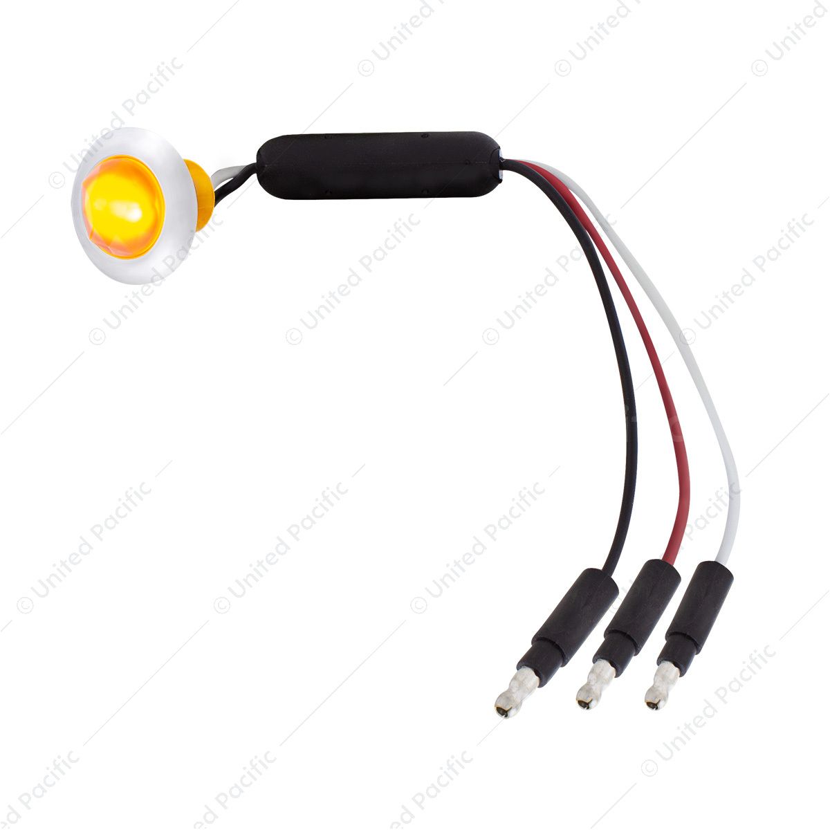 3 LED Dual Function 3/4" Mini Light (Clearance/Marker) With Faceted Crystal Lens-Amber LED/Amber Len