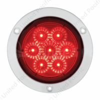7 LED 4" Round SS Flange Light (Stop, Turn & Tail) - Red LED/Red Lens