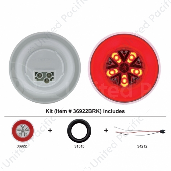 18 LED 4" Round GloLight Kit (Stop, Turn & Tail) - Red LED/Red Lens (Each)