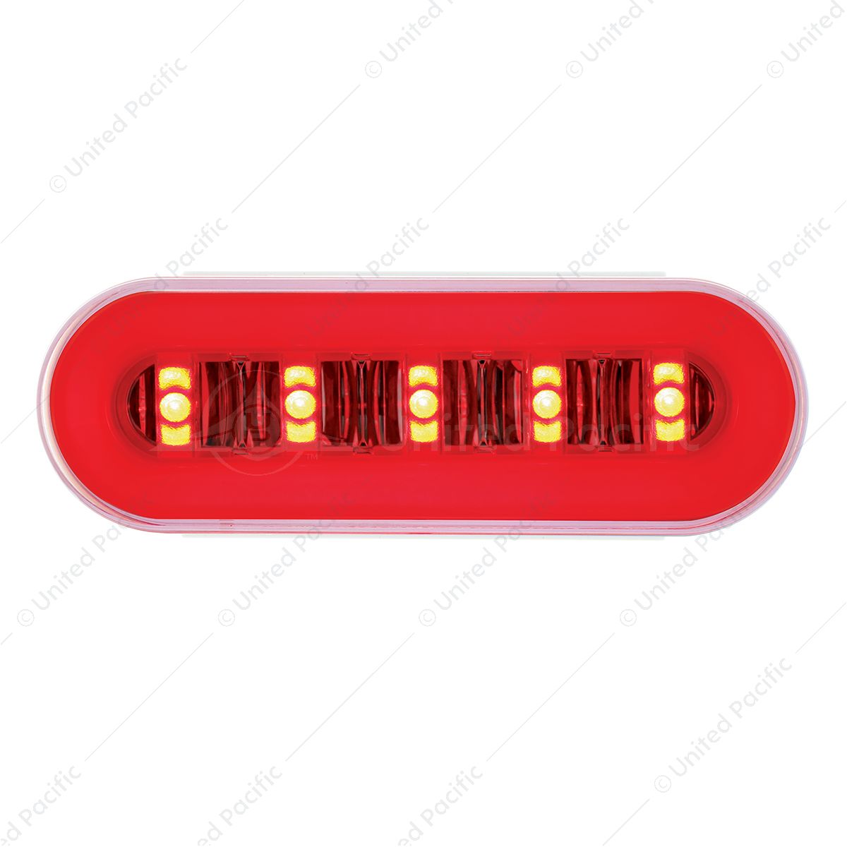 22 LED 6" Oval GloLight With Divider Bar Inner Design (Stop, Turn & Tail) - Red LED/Red Insert (Bulk