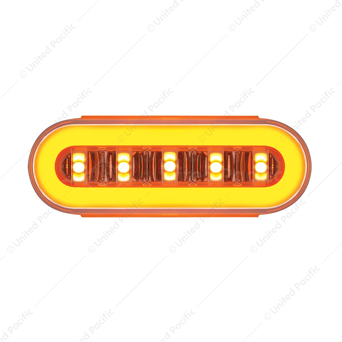 22 LED 6" Oval Clear Lens With Halo Insert GloLight Light - Amber LEDs/Amber Insert (Bulk)