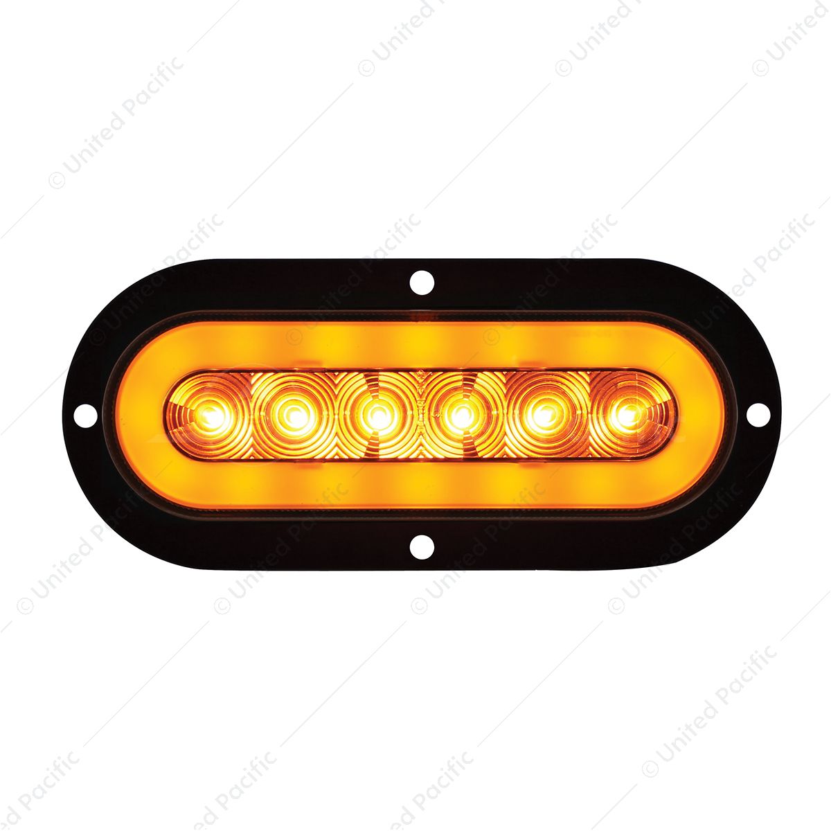 22 LED 6" Oval Flange Mount GloLight (Turn Signal) - Amber LED/Amber Lens