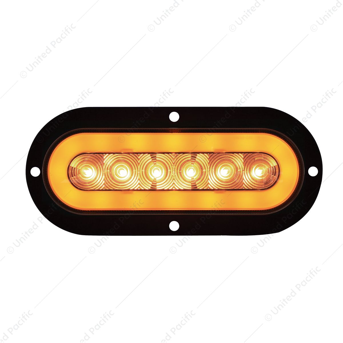 22 LED 6" Oval Flange Mount GloLight (Turn Signal) - Amber LED/Clear Lens