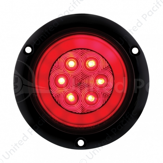 21 LED 4" Round Flange Mount GloLight (Stop, Turn & Tail) - Red LED/Red Lens