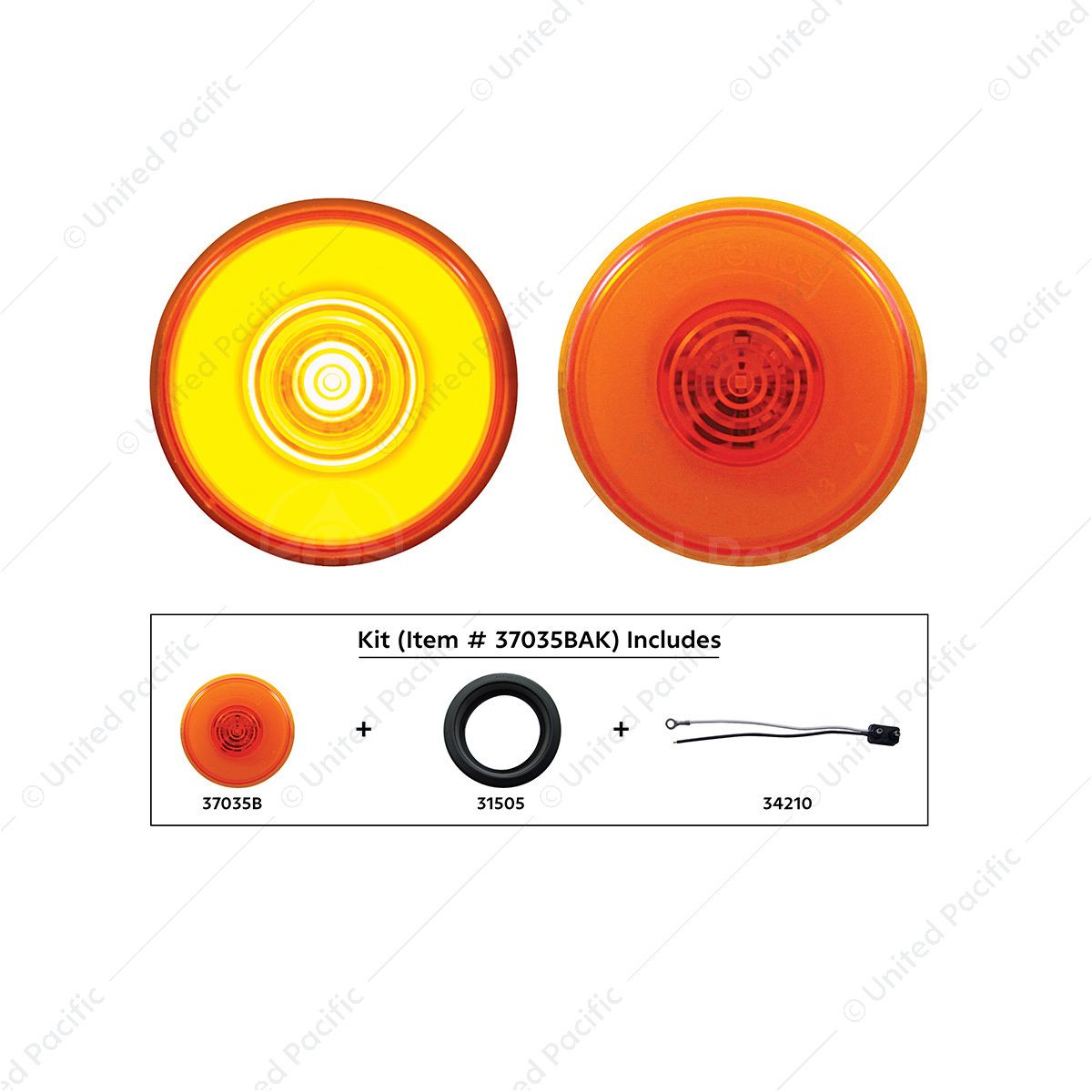 6 LED 2" Round GloLight (Clearance/Marker) - Amber LED/Amber Lens (Kit)
