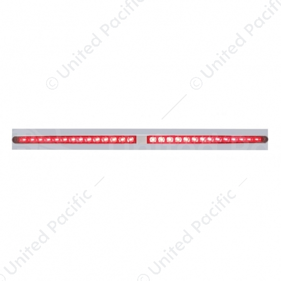 Chrome Top Mud Flap Plate With Two 14 LED 24" Light Bars - Red LED/Red Lens (Each)