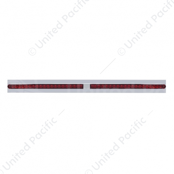 Chrome Top Mud Flap Plate With Two 19 LED 24" Reflector Light Bars - Red LED/Red Lens (Each)