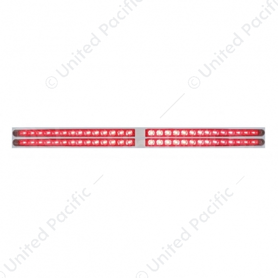 Chrome Top Mud Flap Plate With Four 14 LED 24" Light Bars - Red LED/Red Lens (Each)