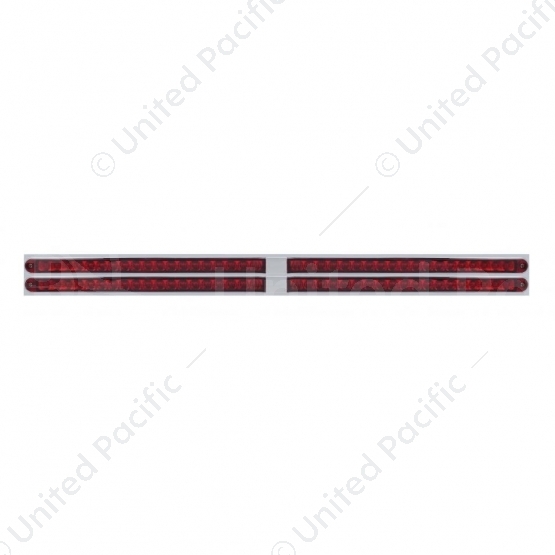 Chrome Top Mud Flap Plate With Four 19 LED 24" Reflector Light Bars - Red LED/Red Lens (Each)