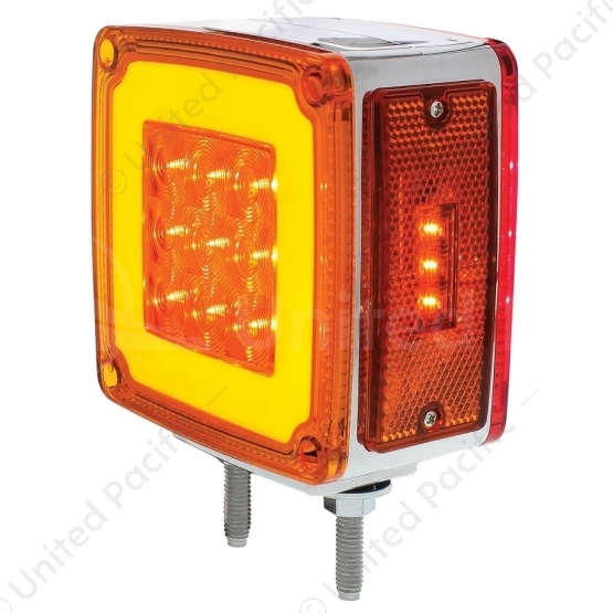 GloLight 53 LED Double Stud Double Face Turn Signal With Side Marker-Driver-Amber & Red LED/Amber &