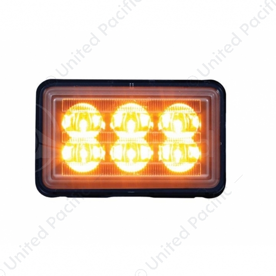 6 High Power LED Rectangular Warning Light With Bracket - Amber LED (Bulk)