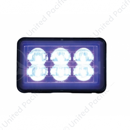 6 High Power LED Rectangular Warning Light With Bracket - Blue LED (Bulk)