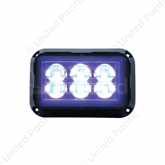 6 High Power LED Rectangular Warning Light - Blue LED (Bulk)