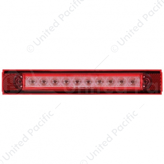 10 LED Conspicuity Reflector Plate Light With Red Reflector - Red LED/Clear Lens (Each)