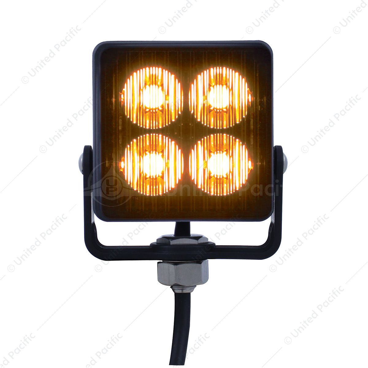 4 High Power LED Square Warning Lighthead - Amber LED (Bulk)