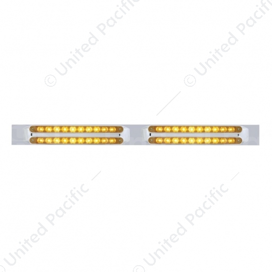 Chrome Top Mud Flap Plate With Four 10 LED 9" Light Bars - Amber LED/Amber Lens (Each)