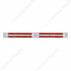 Chrome Top Mud Flap Plate With Four 10 LED 9" Light Bars - Red LED (Each)