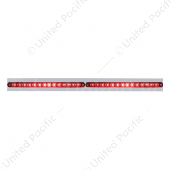 Chrome Top Mud Flap Plate With Two 14 LED 12" Light Bars - Red LED/Red Lens (Each)