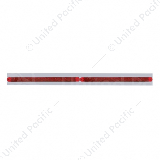 Chrome Top Mud Flap Plate With Two 19 LED 12" Reflector Light Bars - Red LED/Red Lens (Each)