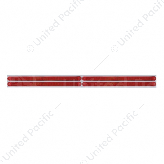 Chrome Top Mud Flap Plate With Four 14 LED 12" Light Bars - Red LED/Red Lens (Each)