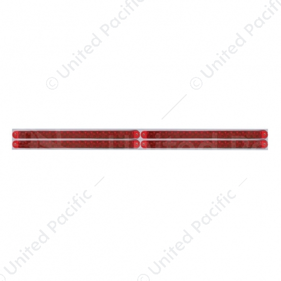 Chrome Top Mud Flap Plate With Four 19 LED 12" Reflector Light Bars - Red LED/Red Lens (Each)