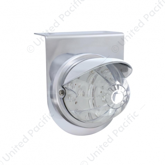 Stainless Light Bracket With 17 LED Dual Function Watermelon Light & Visor - Amber LED/Clear Lens