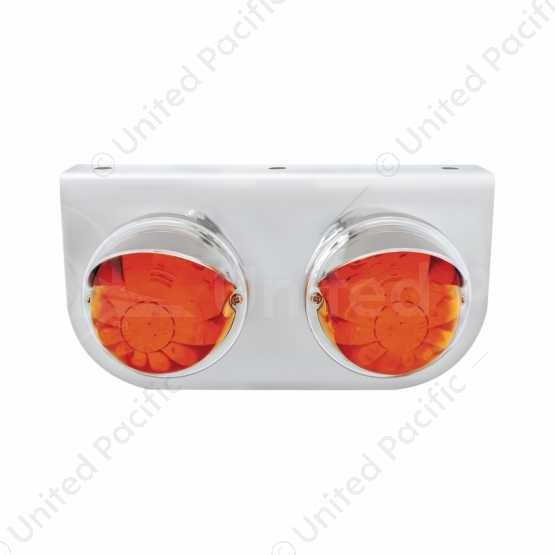 SS Light Bracket With 2X 17 LED Dual Function Watermelon Lights & Visors - Amber LED/Dark Amber Lens