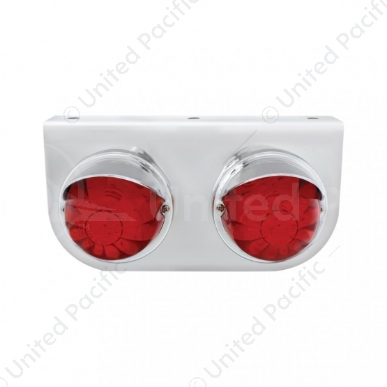 SS Light Bracket With 2X 17 LED Dual Function Watermelon Lights & Visors - Red LED/Red Lens
