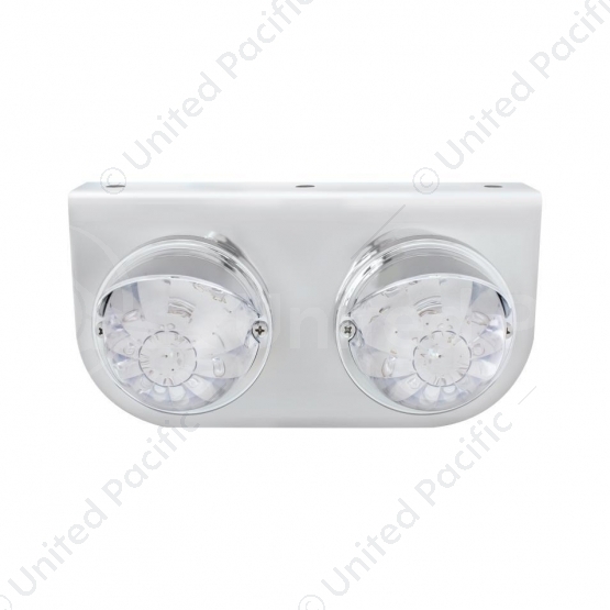 SS Light Bracket With 2X 17 LED Dual Function Watermelon Lights & Visors - Amber LED/Clear Lens