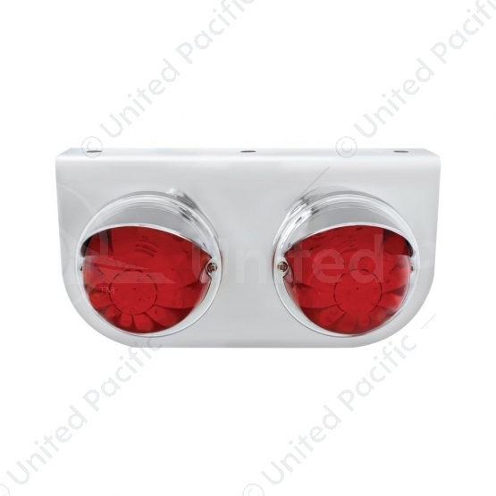 Stainless Light Bracket With 2X 17 LED Watermelon Lights & Visors - Red LED/Red Lens