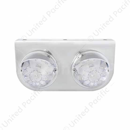 Stainless Light Bracket With 2X 17 LED Watermelon Lights & Visors - Red LED/Clear Lens