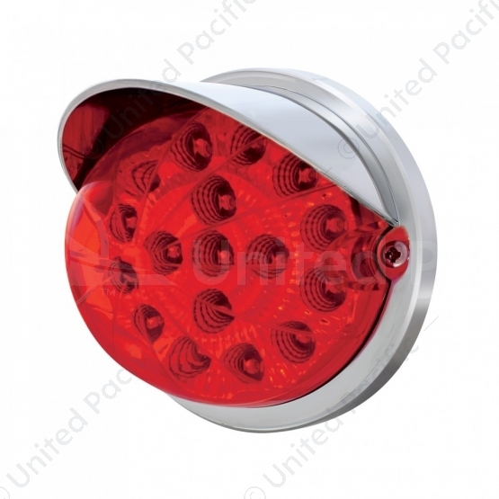 17 LED Dual Function Watermelon Clear Reflector Flush Mount Kit With Visor - Red LED/Red Lens