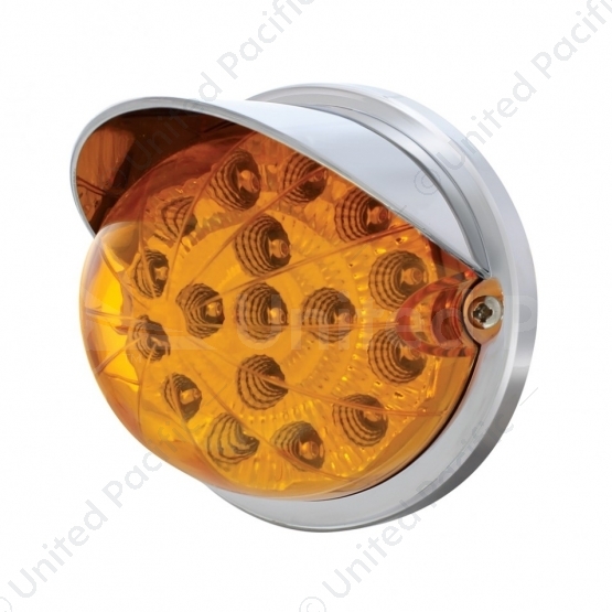 17 LED Watermelon Clear Reflector Flush Mount Kit With Visor - Amber LED/Amber Lens
