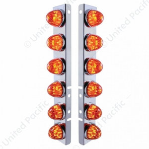 SS Front Air Cleaner Bracket With 12X 17 LED Watermelon Lights For Peterbilt- Amber LED/Dark Amber L