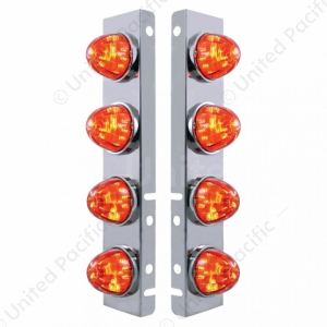 SS Front Air Cleaner Bracket With 8X 17 LED Watermelon Lights For Peterbilt- Amber LED/Dark Amber Le