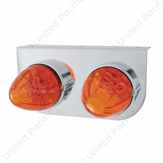 Stainless Light Bracket With 2X 19 LED Bullet Style Grakon 1000 Lights - Amber LED/Dark Amber Lens
