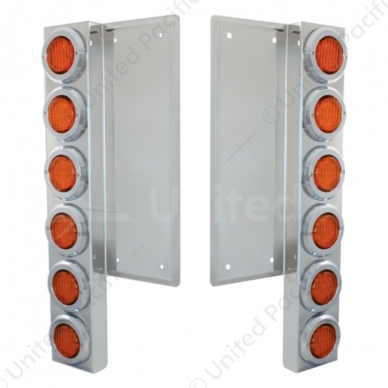 FL SS Front Air Cleaner Bracket W/12X 9 LED 2" Lights & Bezels -Amber LED & Lens