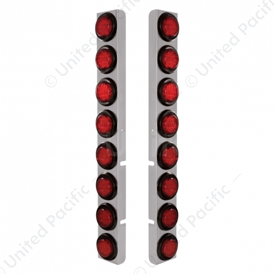 SS Rear Air Cleaner Bracket With 16X 9 LED 2" Lights For Peterbilt-Red LED & Lens